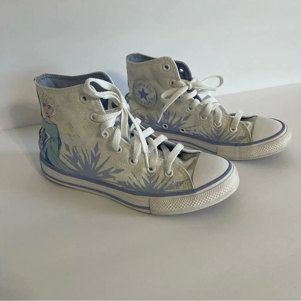 Converse Girls Hi Top Frozen 2 Elsa White/Blue Heron/White Size 3 Juniors